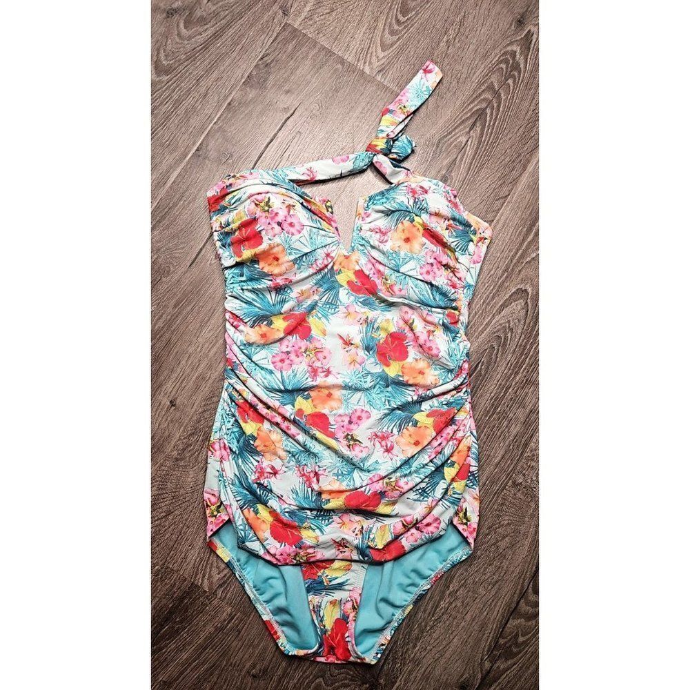 BLEU ROD BEATTIE Haulter Slimming Shaping One-Piece Bathingsuit Women's Size 12